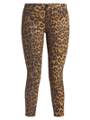 L AGENCE WOMEN'S MARGOT MID-RISE STRETCH SKINNY CROPPED CHEETAH JEANS