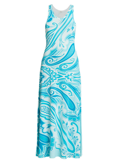 Etro Colourblocked Wave Maxi Dress In Blue