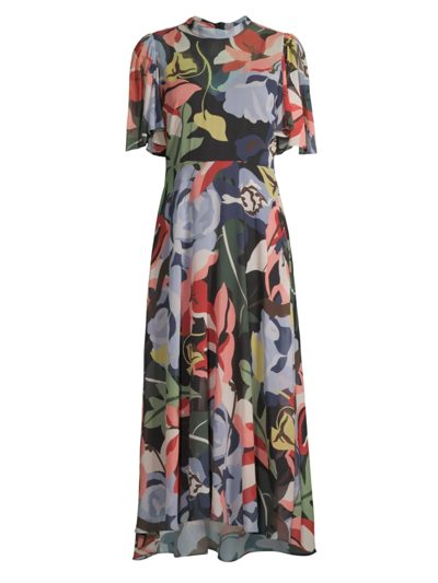 Rebecca Taylor Botanical Garden Print Silk-blend Midi-dress