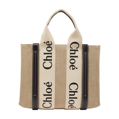 Chloé Woody Small Tote Bag In Neutrals