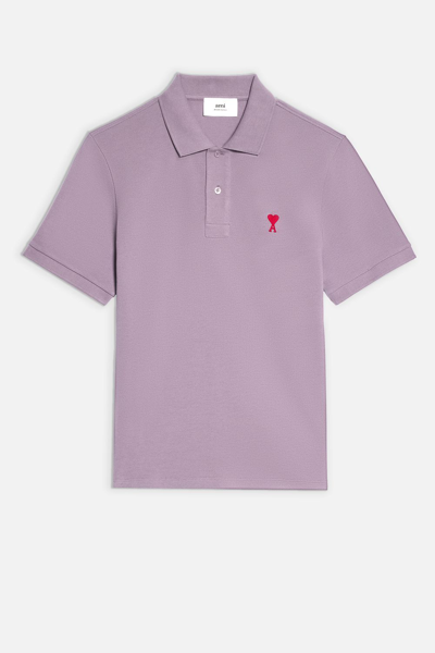 Ami Alexandre Mattiussi Ami De Coeur Short Sleeves Polo In Purple