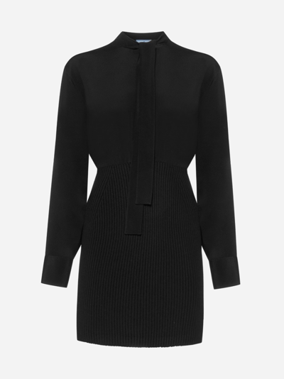 Prada Silk And Knit Mini Dress | ModeSens