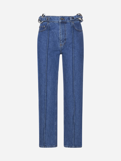 Jw Anderson Blue Chain-link Slim-fit Jeans In Light Blue