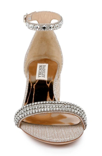Badgley Mischka Block Heeled Sandal In Pale Gold