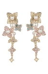 Eye Candy Los Angeles Isabella Flower Cz & Pearl Statement Earrings In Gold
