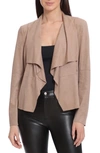 Bagatelle Faux-suede Drape-front Jacket In Mushroom