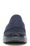 Bzees Poppyseed Womens Slip On Comfort Casual And Fashion Sneakers In Navy Sparkle Knit Fabric