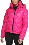 Kenneth Cole New York Cire Hooded Puffer Jacket In Hot Pink