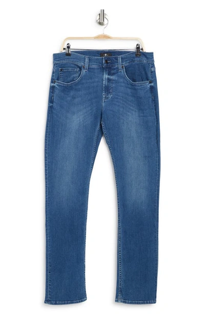 7 For All Mankind Standard Blue Straight-leg Jeans In Dark Blue
