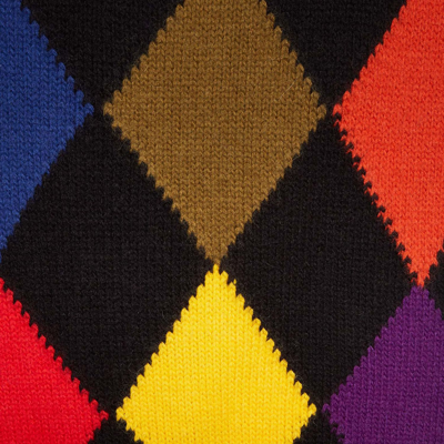 La Doublej Argyle-check Knitted Scarf In Multicolor