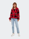 English Factory Check Cardigan Sweater In Red
