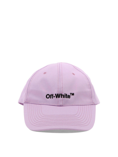 Off-white Logo Embroidered Curved Peak Baseball Cap In Lilac Black