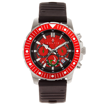 Nautis Caspian Chronograph Strap Watch With Date In Red