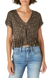 Lucky Brand Peplum Top In Washed Black Multi