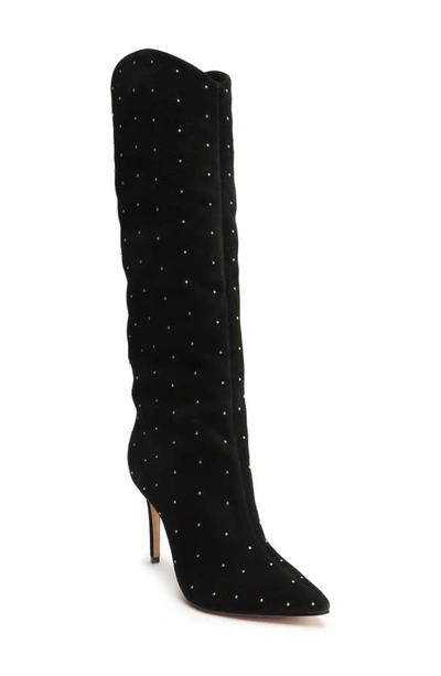 Schutz Maryana Studded Pointed Toe Boot In Black