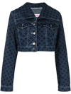 CHARLES JEFFREY LOVERBOY CROPPED MONOGRAM-PRINT DENIM JACKET