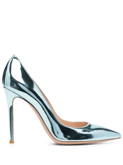 Gianvito Rossi Metallic 100mm Pumps In Blue