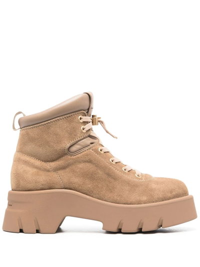 Gianvito Rossi Lace-up Ankle Boots In Nude