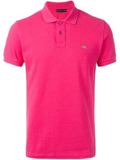 Etro Floral Placket Polo Shirt In Dark Pink