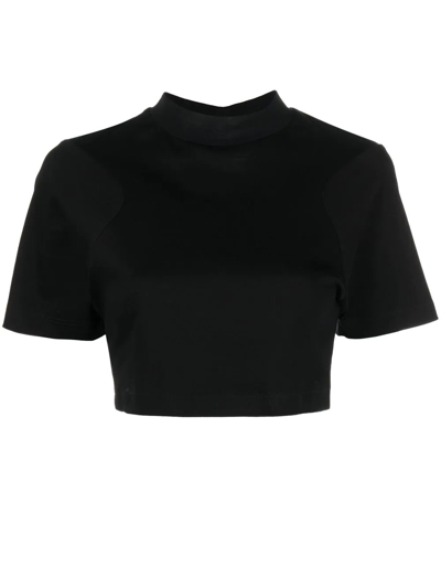 Ferrari Cropped Mock-neck T-shirt In Black