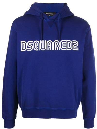 Dsquared2 Logo-print Detail Hoodie In Blue
