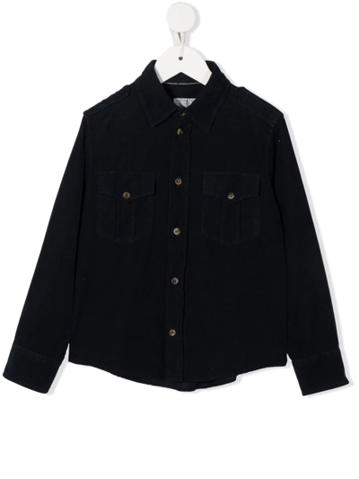 Brunello Cucinelli Kids' Corduroy Cotton Shirt In Blau