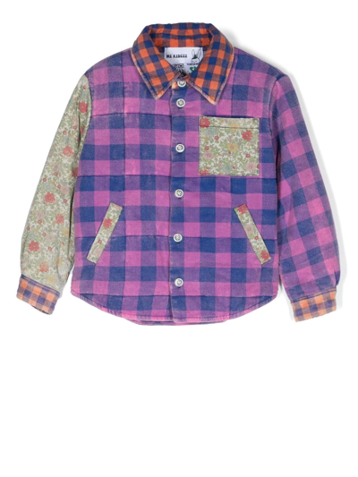 Natasha Zinko Plaid Patchwork Flannel Shirt In Violett