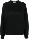 Saint Laurent Embroidered Logo Crew-neck Sweatshirt In Nero