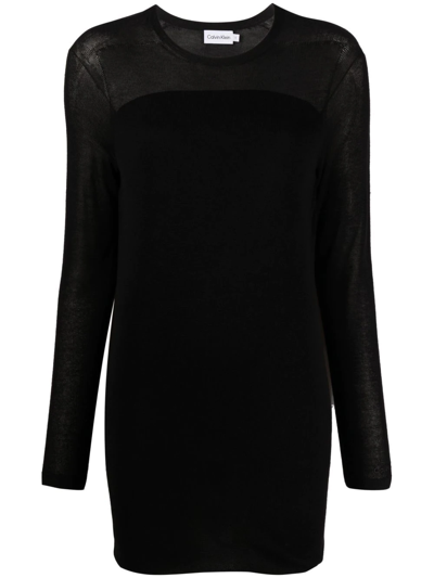 Calvin Klein Long-sleeve Sweater Dress In Schwarz