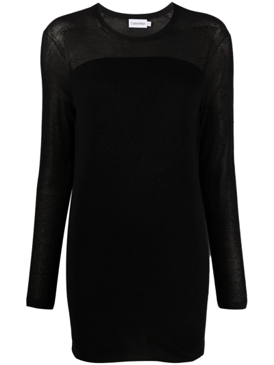 Calvin Klein Long-sleeve Jumper Dress In Schwarz