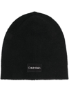 CALVIN KLEIN LOGO-PATCH BEANIE