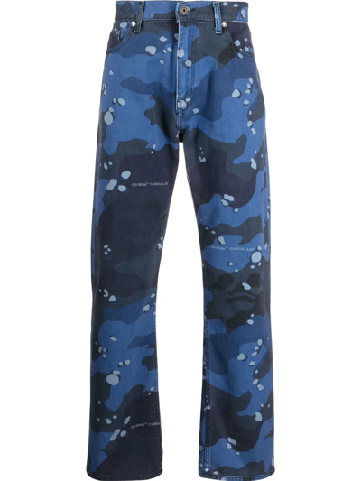 Off-white Camouflage-print Skate Jeans In Blue