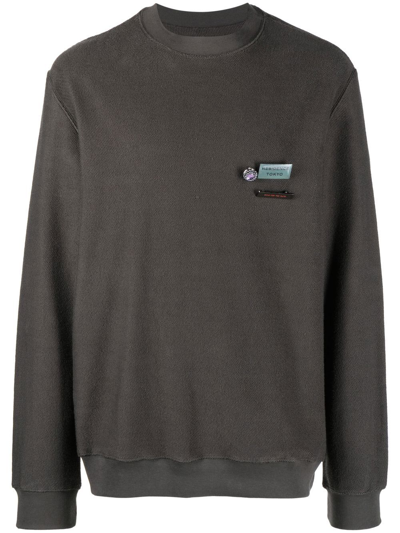 Song For The Mute Black Badge-embellished Cotton Sweatshirt In Grey