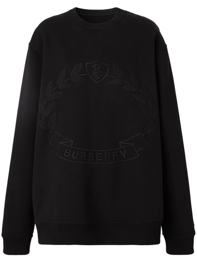 Burberry Embroidered Oak Leaf Sweatshirt In Black