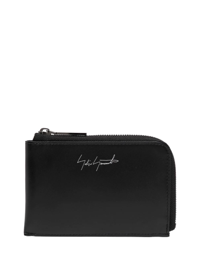 Yohji Yamamoto Logo-print Leather Wallet In Black