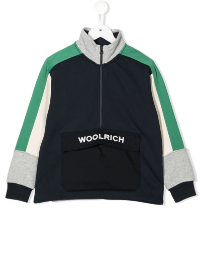 Woolrich Kids' Embroidered-logo Sweatshirt In Midnight Blue