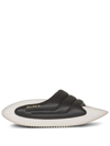 Balmain Black And White Leather B-it Mules In Nero