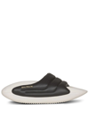 Balmain Black And White Leather B-it Mules In Noir
