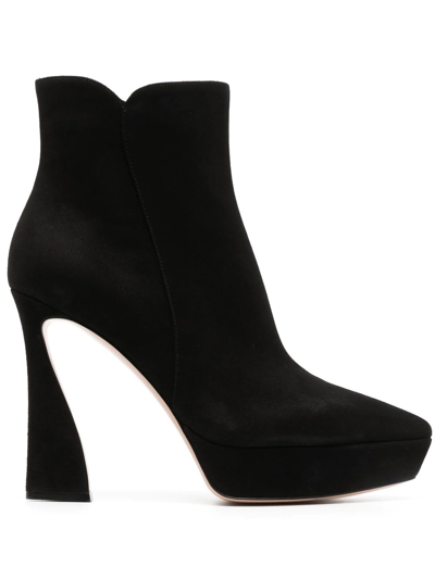 Gianvito Rossi Vertigo 85mm Suede Ankle Boots In Black