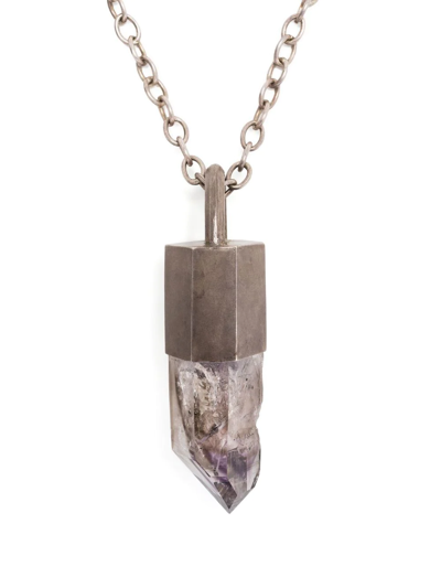 Parts Of Four Talisman Amethyst Pendant Necklace In Silver