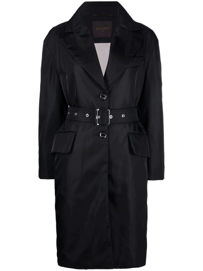 Moorer Belted Single-breasted Trench Coat In Black