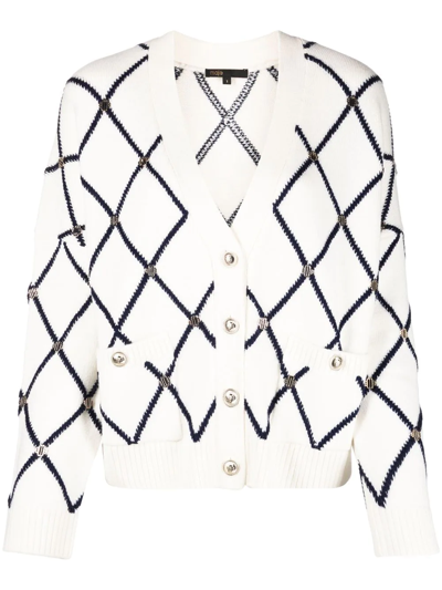 Maje Logo-plaque Cardigan In White