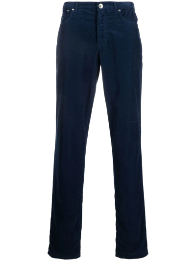 Brunello Cucinelli Corduroy Tapered Pants In Blau