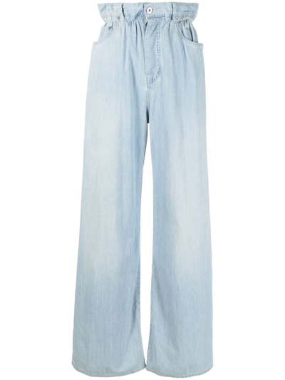 Miu Miu Chambray Paperbag Waist Jeans In Blue