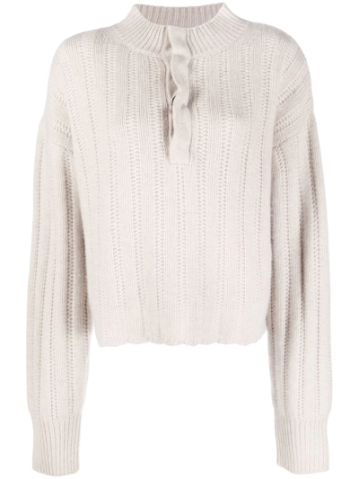 Le Kasha + Net Sustain Liban Pointelle-knit Organic Cashmere Sweater In Neutrals