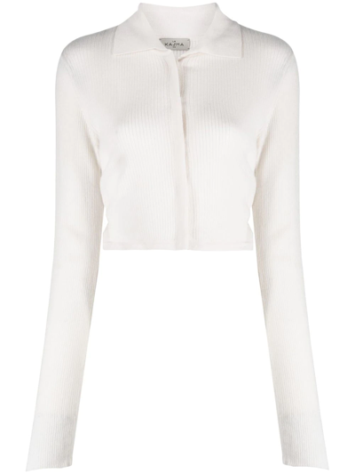 Le Kasha Cropped Ribbed Cashmere Top In White