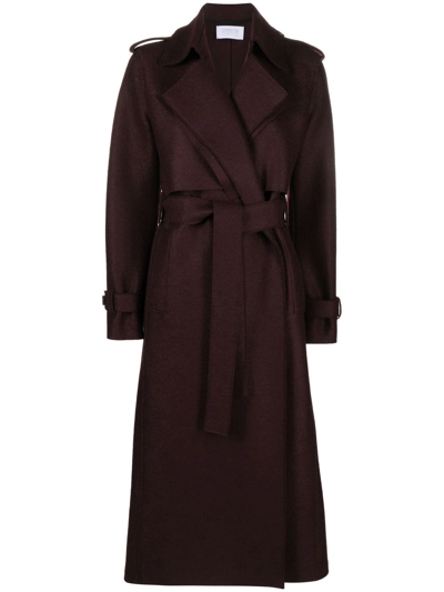 Harris Wharf London Pressed Belted Wool Trench Coat In Purple-drk