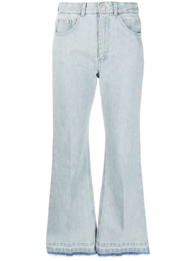 Stella Mccartney Raw-edge Kick-flare Ankle-length Jeans In Blue