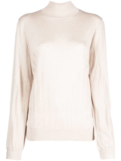 Apc Ribbed-knit High-neck Jumper In Neutrals