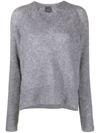 Lorena Antoniazzi V-neck Knitted Jumper In Grey